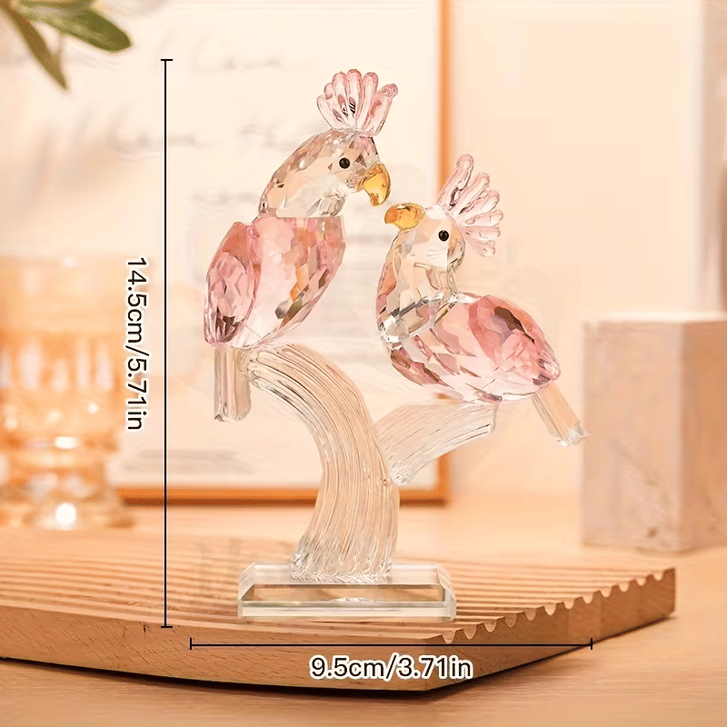 Personalized Glass Parrot Couple Figurine Decorative Bird Sculpture Perfect for Home Decor, Wedding Gifts, and Collectibles