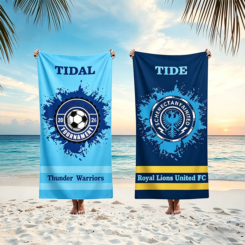 Personalized Soccer Beach Towel Soccer Pin with Custom Name and Team Logo Gifts for Fans