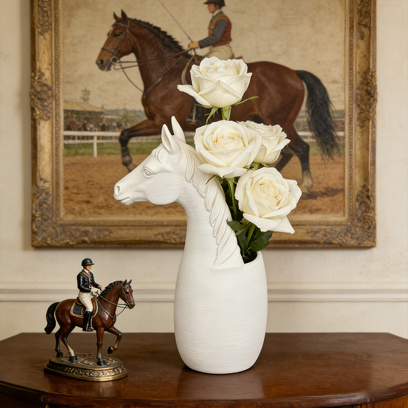 Personalized Horse-Head Vase 3D-Printed Horse-Themed Vase for Equestrian Enthusiasts