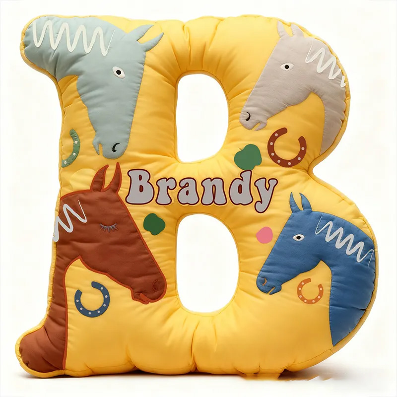 Personalized Riding Equestrian Horse Pillow Floral Horse Custom Name Festive Flower Decor with French Countryside Gifts for Family Graphic 3D Print Riding Lovers