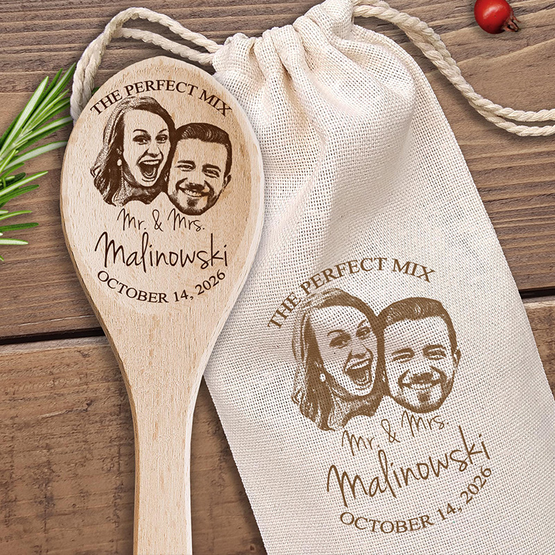 Personalized Face Photo Wood Spoon Engraved Photo Chef Gift Husband Gift Couple Gift for Newlyweds