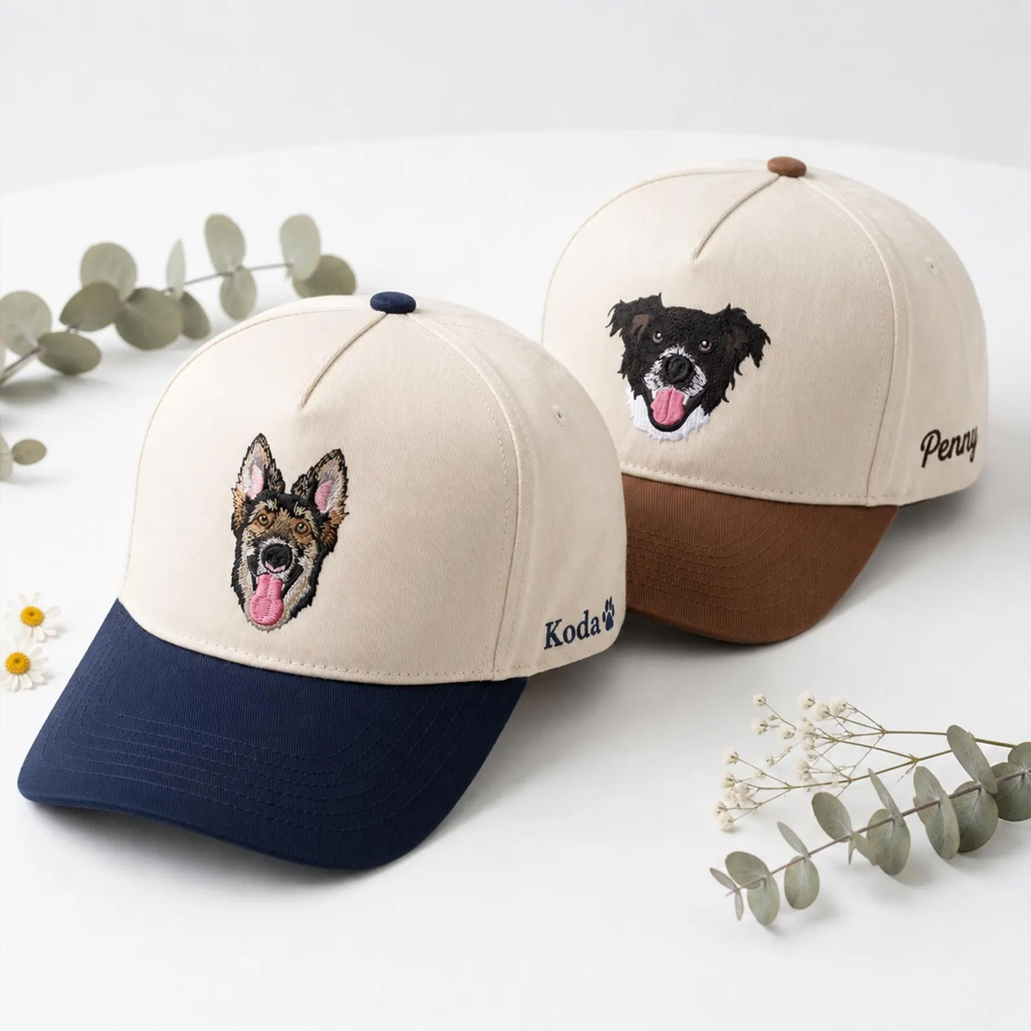 Personalized Hat with Your Dog Photo Custom Embroidered Pet Portrait Baseball Cap Pet Lover Gift