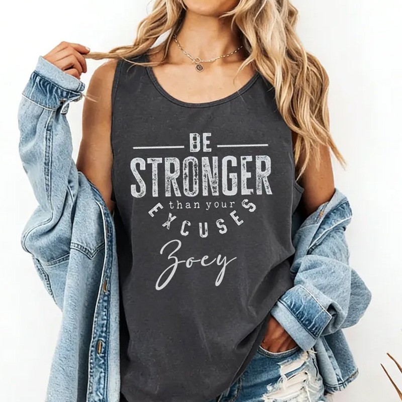 Personalized Gym Tank Tops Be Stronger Than Your Excuses Tank Fitness Racerback Tank for Fitness Motivation Gym Lover