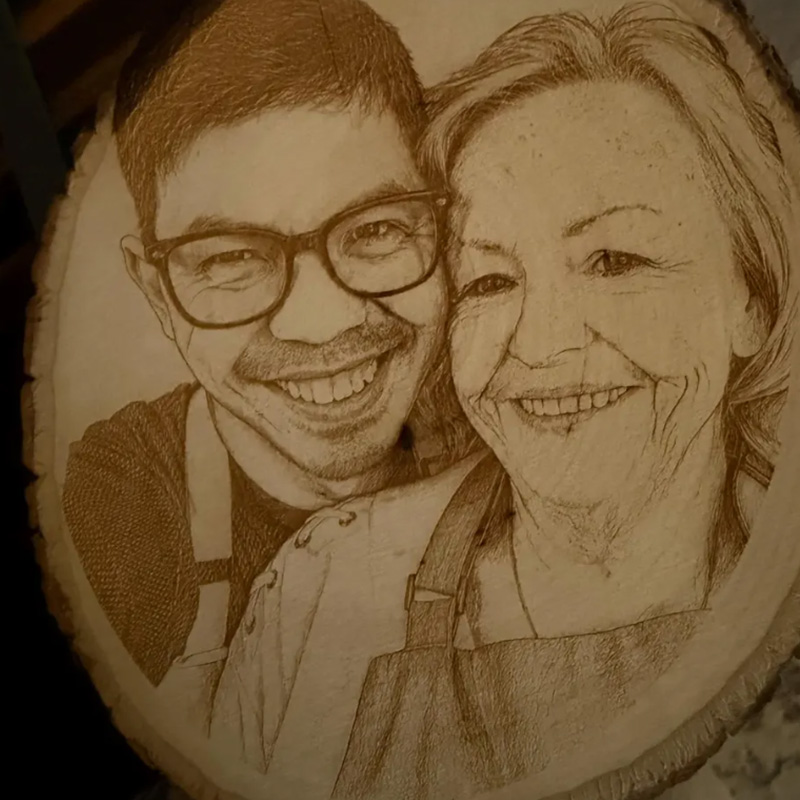 Personalized Wood Photo Engraving Custom Wedding Photo on Wood Slice Engraved Log Slice Gift for Couple Photo Gift for Her Him