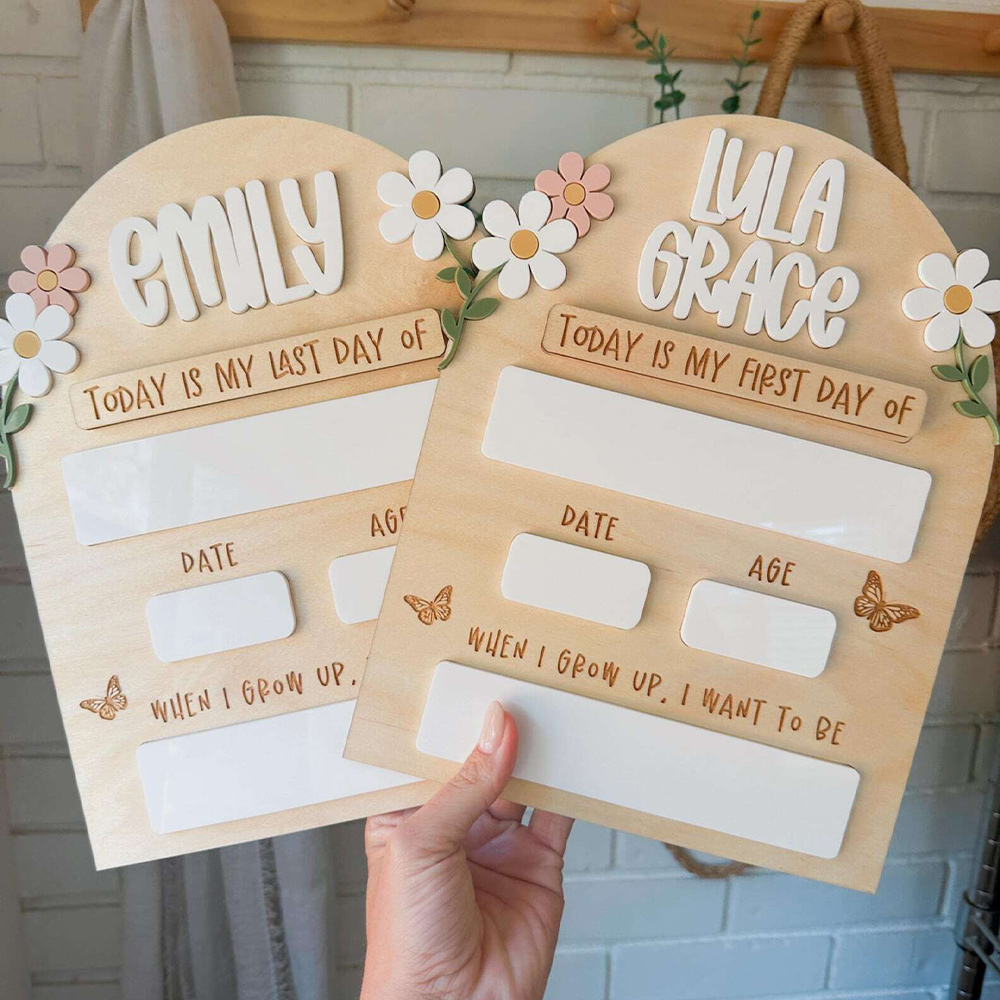 Personalized Floral First Day of School Sign Last Day of Sign Back to School Sign