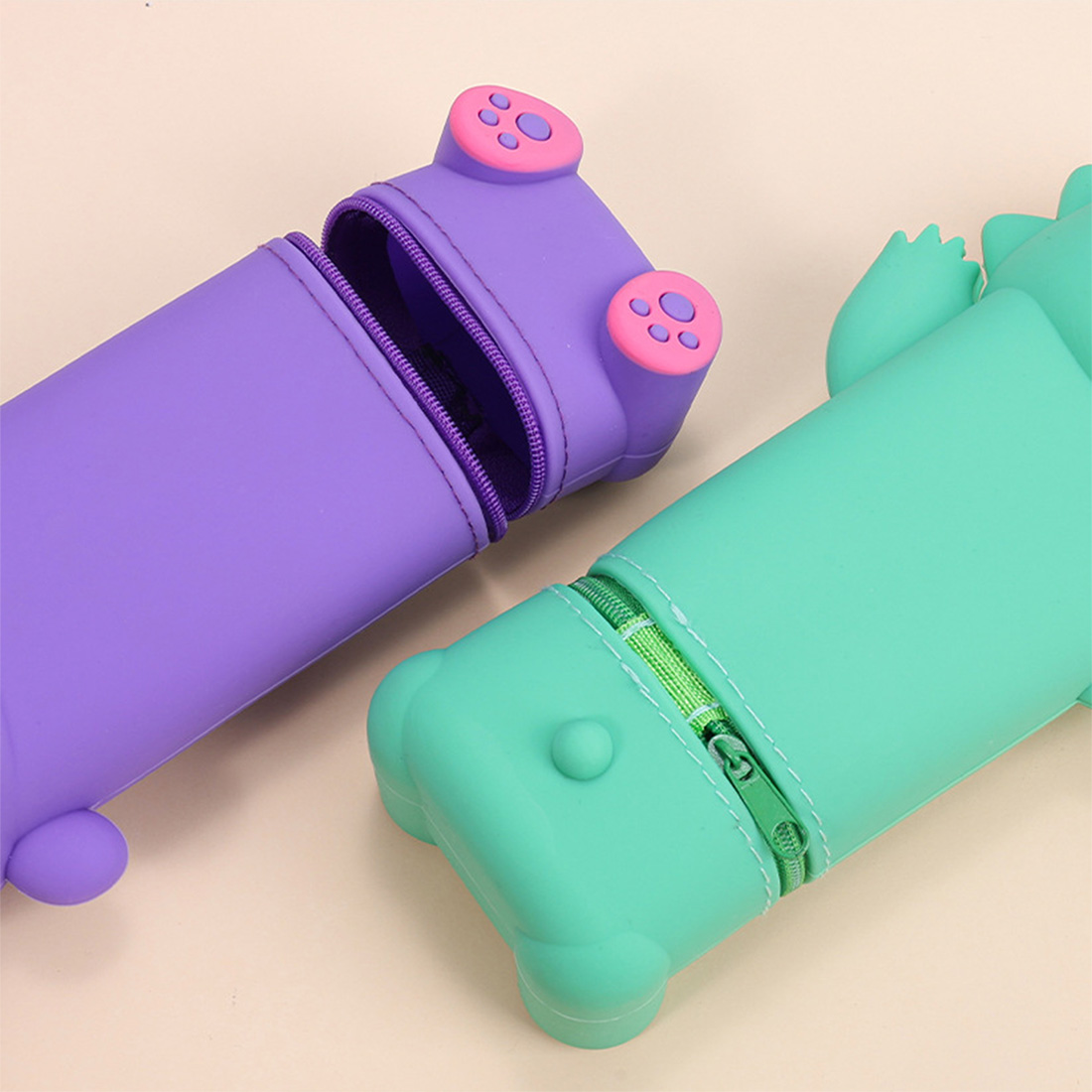Personalized Silicone Pen Holder with Animal Cartoon Design Suitable for Students Can Stand Upright Large Capacity Stationery Storage