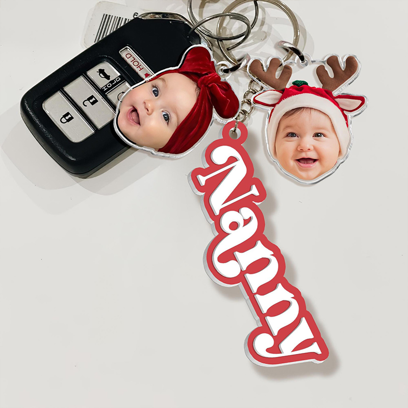 Personalized Kids Photo Charm Keychain Custom Grandma Gift from Grandkids Gifts for Mom Grandma