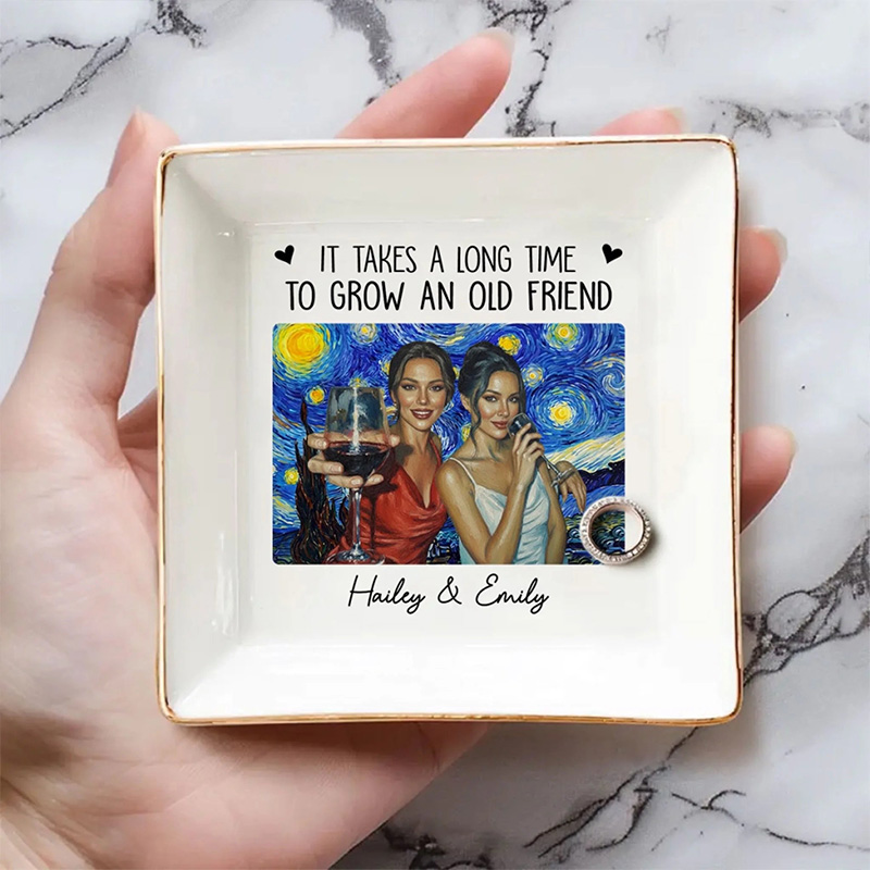 Personalized A True Friend is A Journey Without an End Jewelry Dish Friendship Jewelry Dish for Her Bestie Unique gift