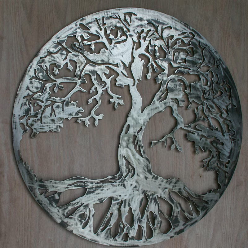 Tree of Life Metal Wall Art Wall Decor Family Metal Tree Round Tree Sign Cut Out Metal Wall Sign Wall Hanging Interior Family Gift Houswarming Gift