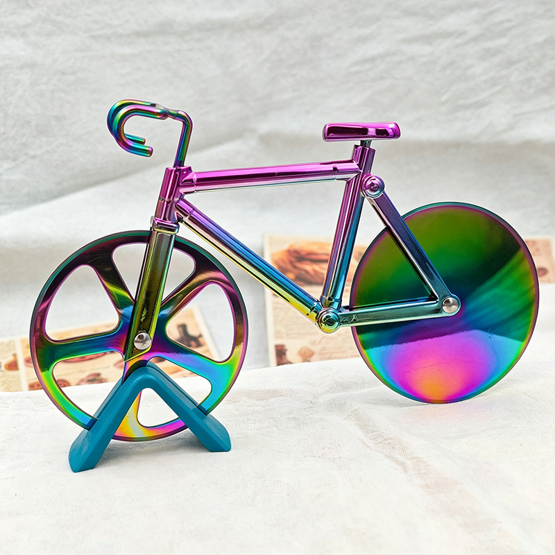 Personalized Bicycle Pizza Cutter Custom Engraved Dual Wheel Rose Gold Holographic Wedding Groomsmen Gift for Him Chef Couple Anniversary Gift