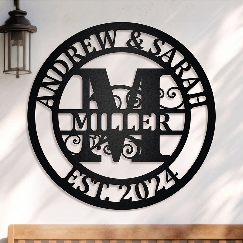 Personalized Family Name Metal Sign Custom Initial Metal Monogram Last Name Sign Family Gift Housewarming Gift Home Decor 