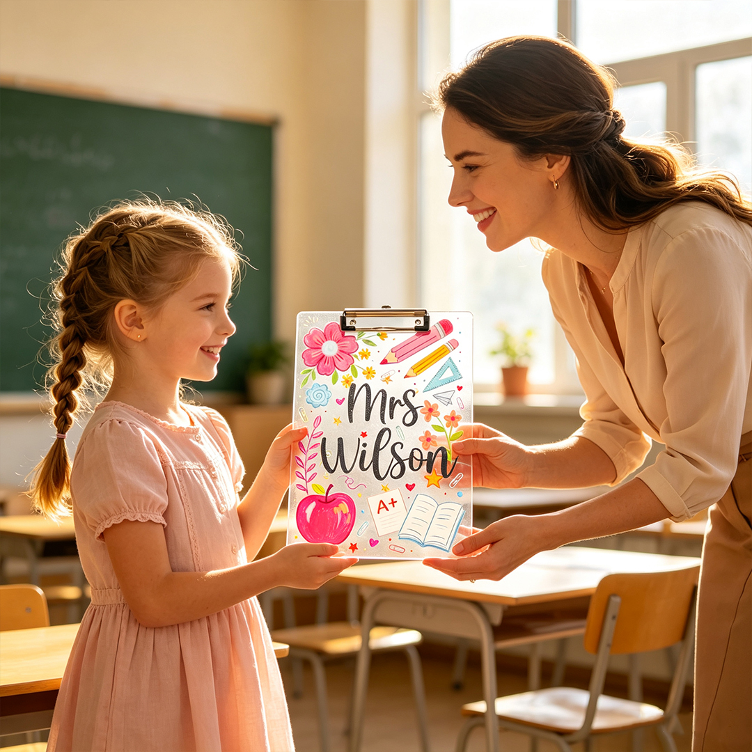 Personalized Florals Teacher Clipboard Custom Name Acrylic Paper Clipboard Back To School Gift