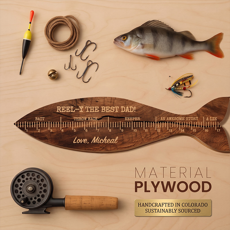 Personalized Fish Ruler for Dad with Kids Name Engraved Custom Fishing Gift for Dad Funny Fish Ruler for Dad Gift for Grandpa Fishing Buddy Gift