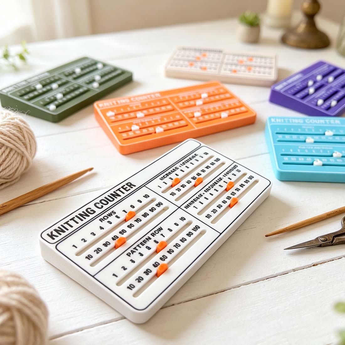 Travel Knitting Counter 3D Printed Row Tracker with Sliders for Crochet Weaving and Knitting