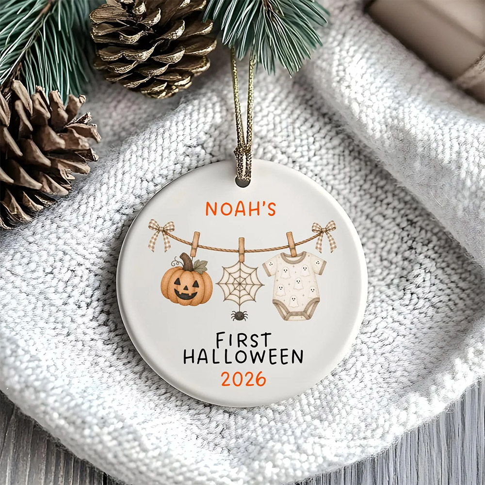 Personalized First Halloween Baby Ornament Custom Name & Year Keepsake