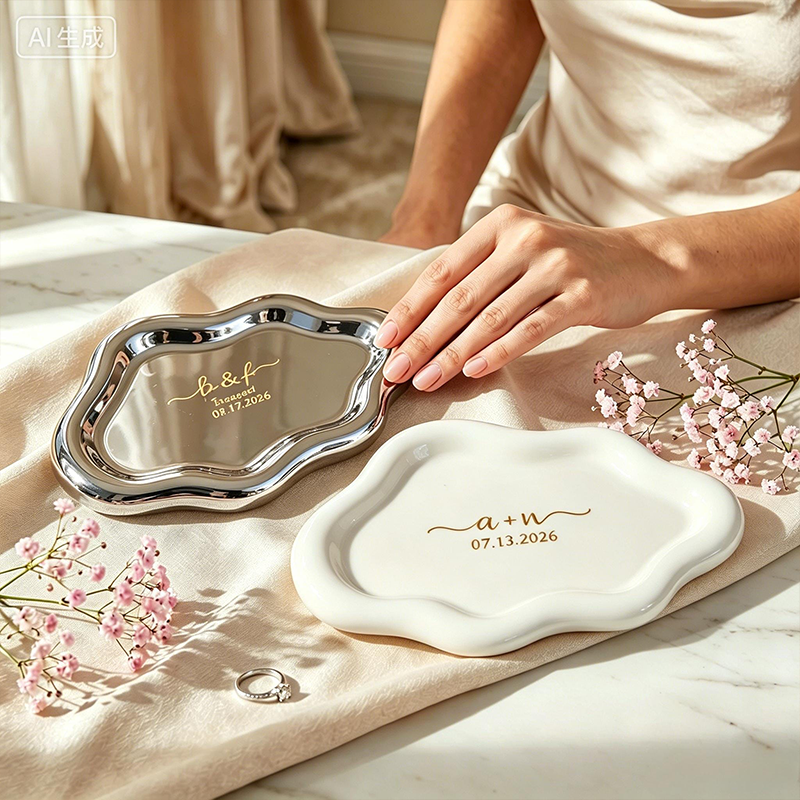 Personalized Initials Jewelry Tray for Bride Custom Wedding Cloud Trinket Dish Personalized Engagement Ring Holder Bridesmaid Proposal Gift