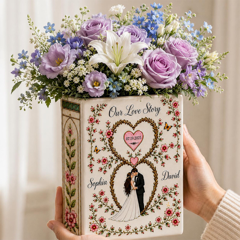 Personalized Book Vase With Name Couple Name Wedding Decor 2026