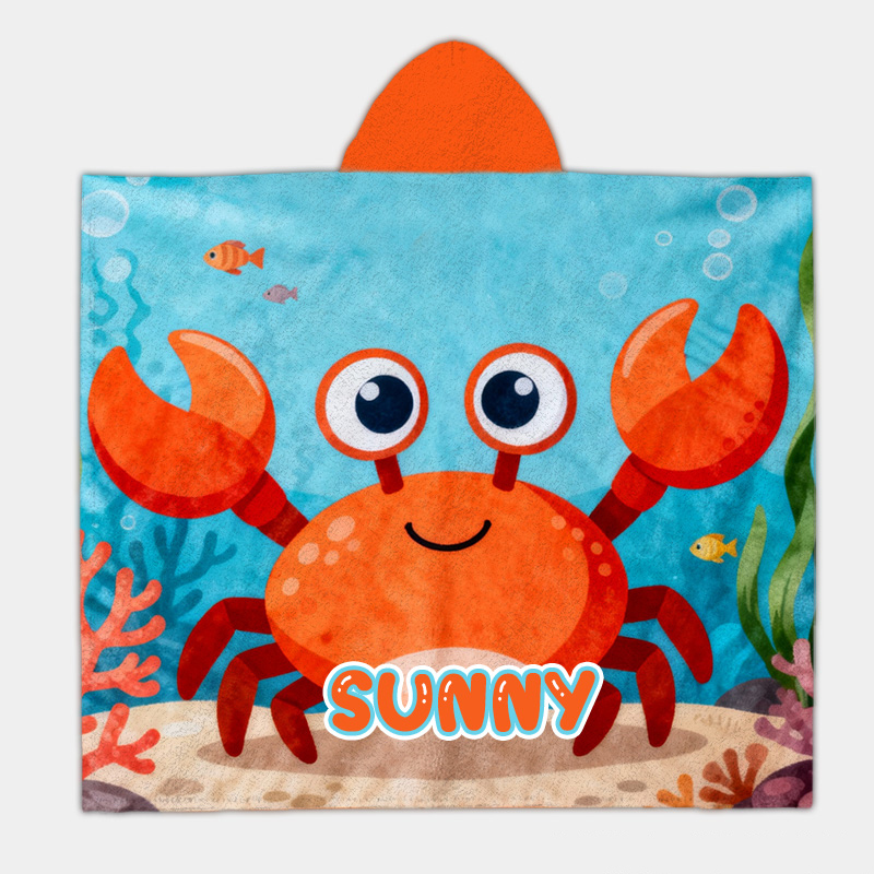 Personalized Ocean Creature Hoodie Blanket Custom Name Cozy and Fun Gift for Kids Ocean Lovers