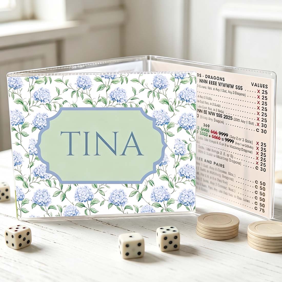 Personalized Mahjong Card Cover and Plastic Sleeve for Large Card National Mahjong League Card Cover Mahjong Gift Her Custom Monogram
