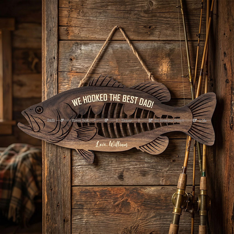 Personalized We Hooked The Best Dad Fish Ruler Custom Fishing Gift for Dad Fathers Day Gift Funny Fish Ruler for Dad Gift for Grandpa Fishing Buddy Gift