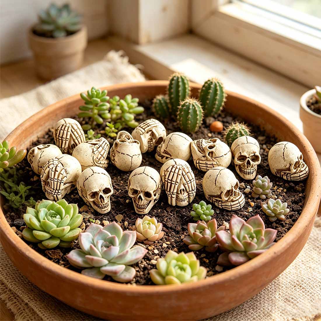 Mini Resin Skull Set Miniature Aged Bone Skulls for Succulent Gardens Terrariums & Gothic Decor Halloween & Year-Round Display