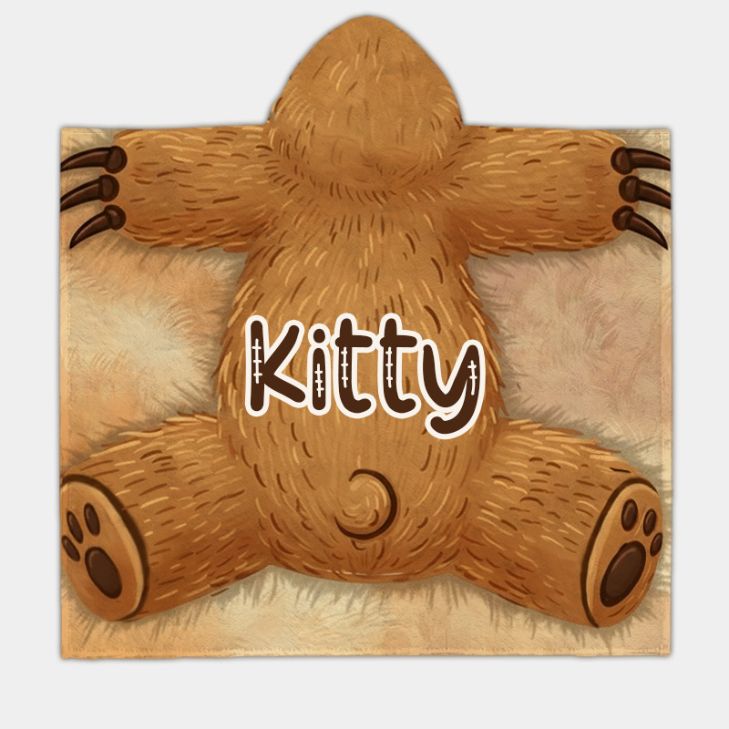 Personalized Adorable Panda Bear Hooded Blanket Custom Name Practical Fun Gift for Kids Indoor Outdoor