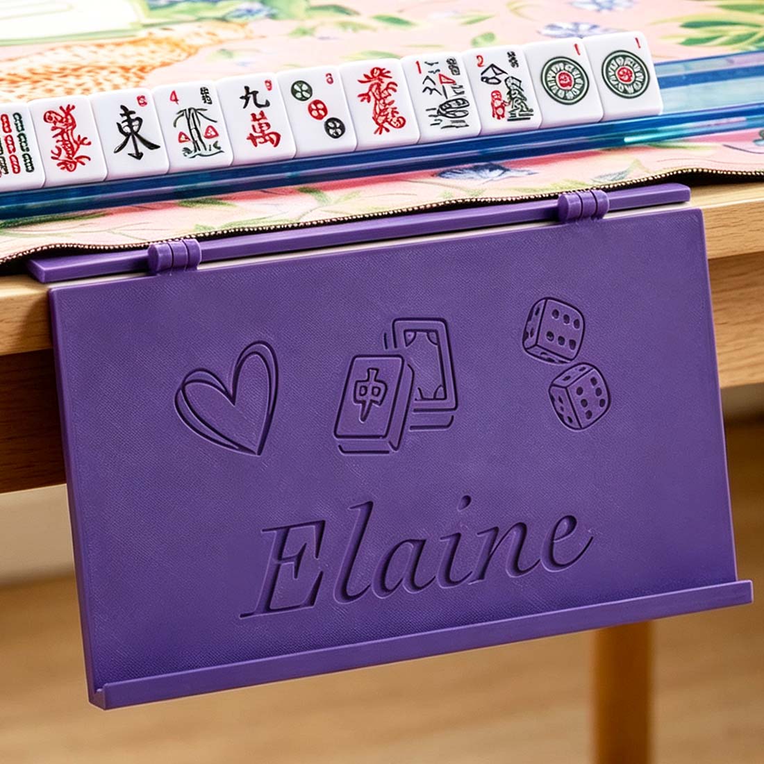 Personalized Peacock Space-Saving Foldable Mahjong Card Holder with Text Mahjong Table Accessory Family Gathering Gift for Mahjong Lovers
