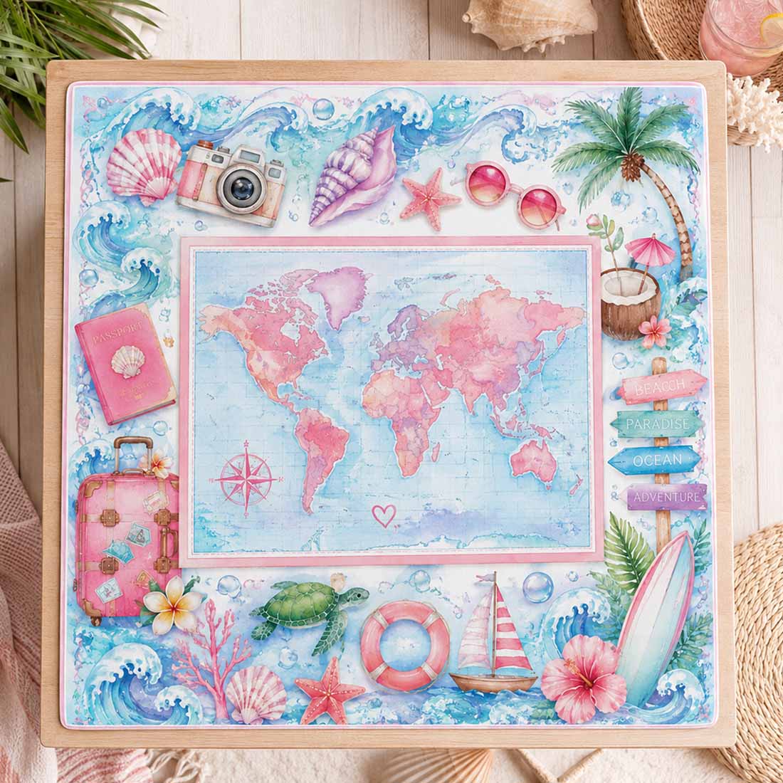 Wanderlust World Map Mahjong Mat