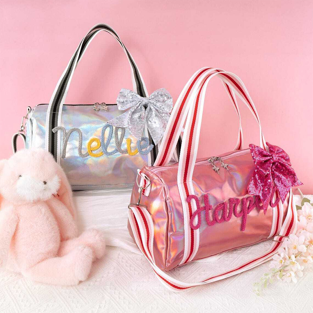 Personalized Little Girls Dance Bag Gymnastics Duffel with Bow Dance Recital Gifts