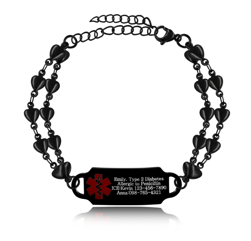 Personalized Emergency Bracelet, Adjustable Medical ID Bracelet Women, Breast Cancer Survivor Bracelet, Medic Conditions Jewelry Emergency Jewelry