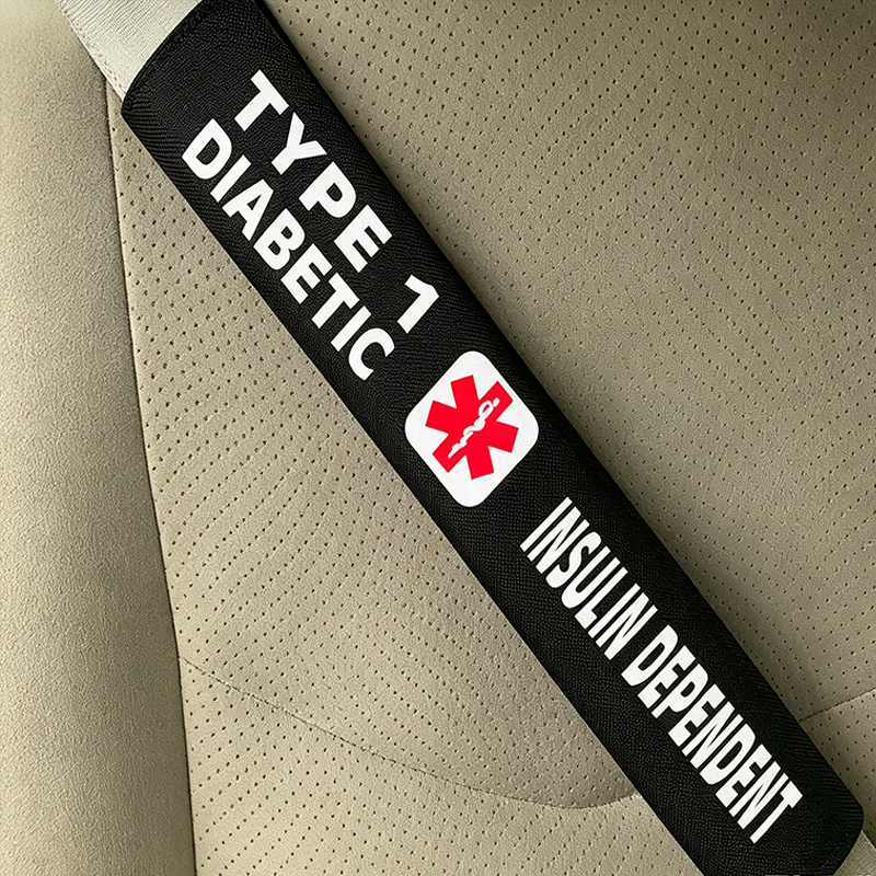 Handmade Printed Type 1 Diabetes Medical Alert Seatbelt Cover - Autism Seat Belt Cover-Special Needs Seatbelt Cover - Cerebral Palsy - Down Syndrome