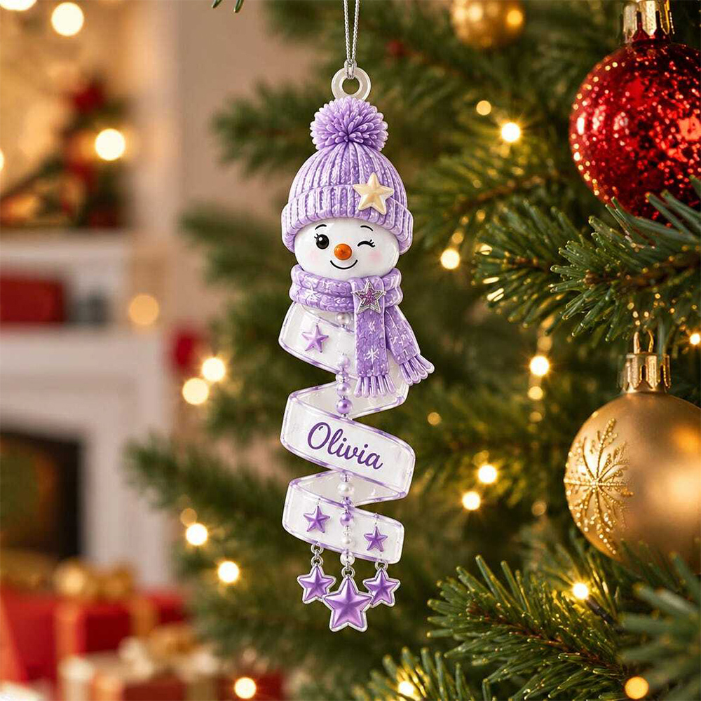 Personalized Christmas Snowman Spiral Ornament Name Snowman Acrylic Ornament Christmas Tree Decor Santa Snowman 2026 Christmas Keepsake
