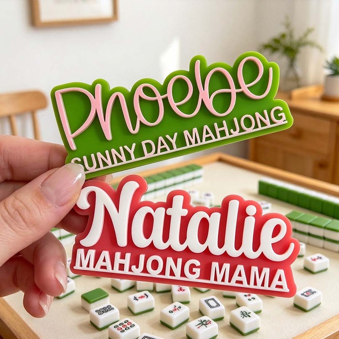 Custom Acrylic Magnetic Name Tag Company Gift 3D Printed Mahjong Name Tag