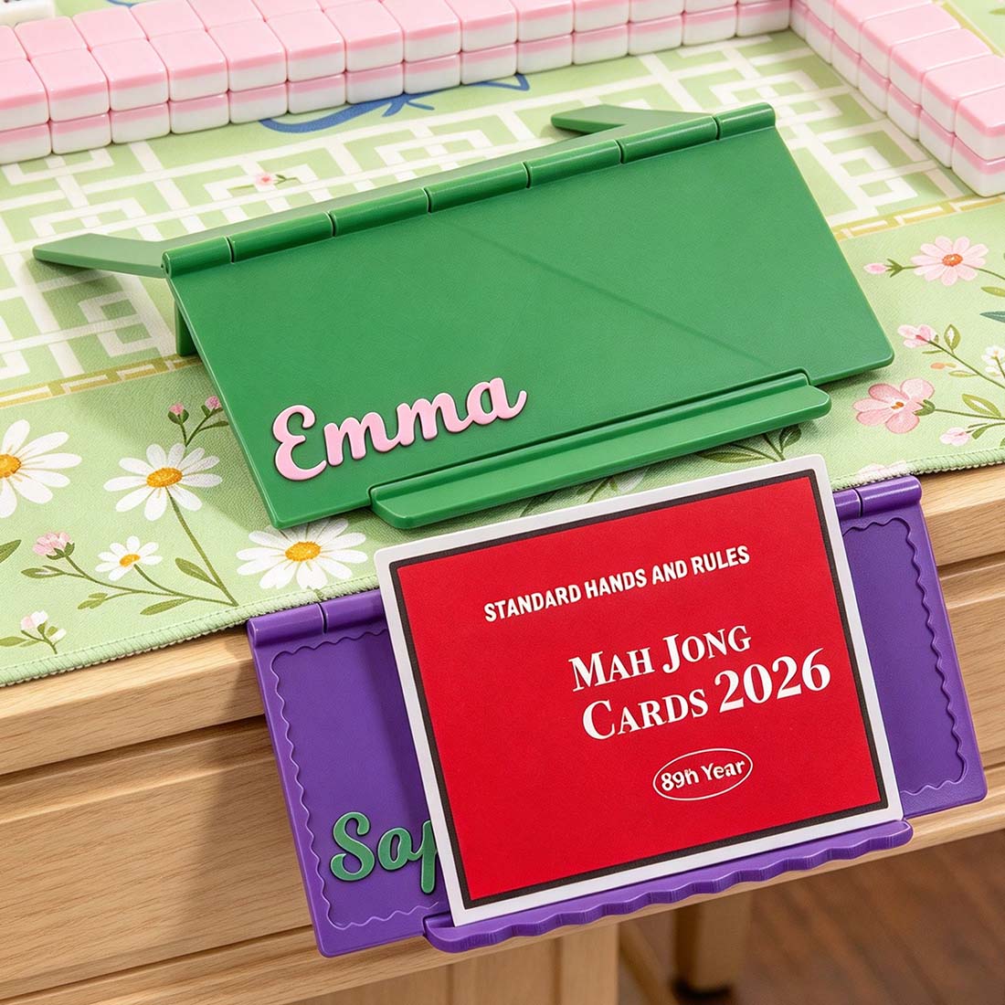 Personalized 3D Printed Multicolor Foldable Table Mahjong Card Holder with Name