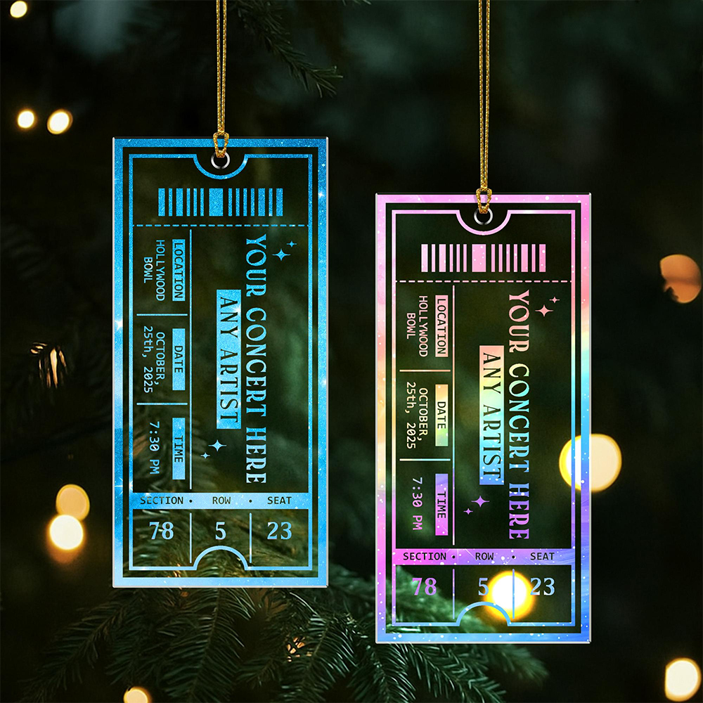 Personalized Concert Ticket Ornament Custom Acrylic Music Keepsake Gifts for Friends Music Lover Gift