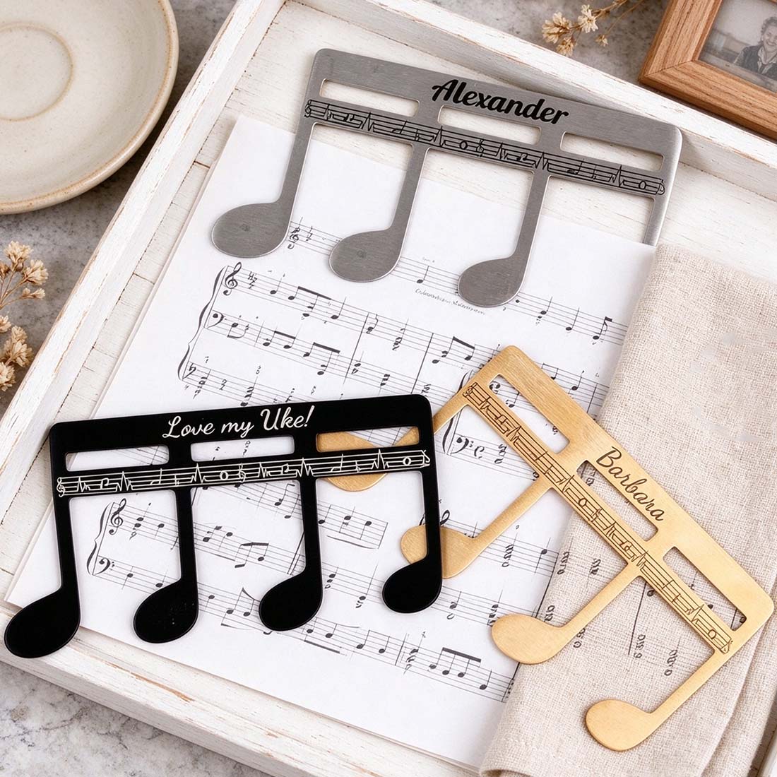 Personalized Classic Music Note Page Holder Bookmark with Engraving Text Read Accessory