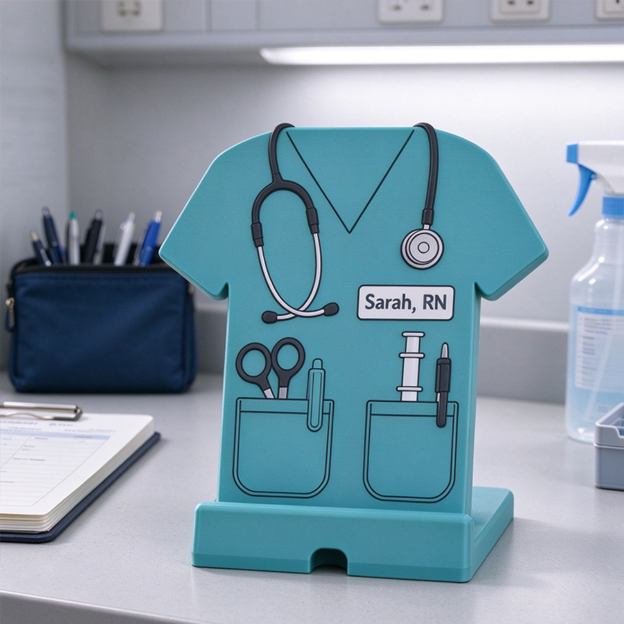 Personalized 3D Print Phone Holder Designed in The Shape of Medical Scrubs