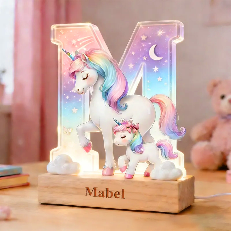 Personalized Horse LED Night Light Custom Graphic 3D Print 26 Letter Lamp for Room Decor Unique Birthday Gift for Girls Bedroom Decoration