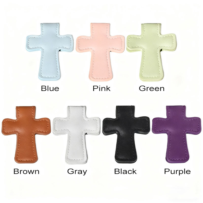 Personalized Birth Flower PU Leather Cross Magnetic Bookmark Clip with Name Reading Supplies First Communion Baptism Gift for Christians Bookworms