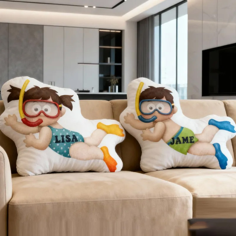 Personalized Diving Pillow Throw Pillow Graphic 3D Print Swimming Fitness Decoration Pillow Exercise Sport Pillow Female Swimmer Holiday Gift Custom Swim Pool Keepsake for Kids or Teens Swimming Lovers
