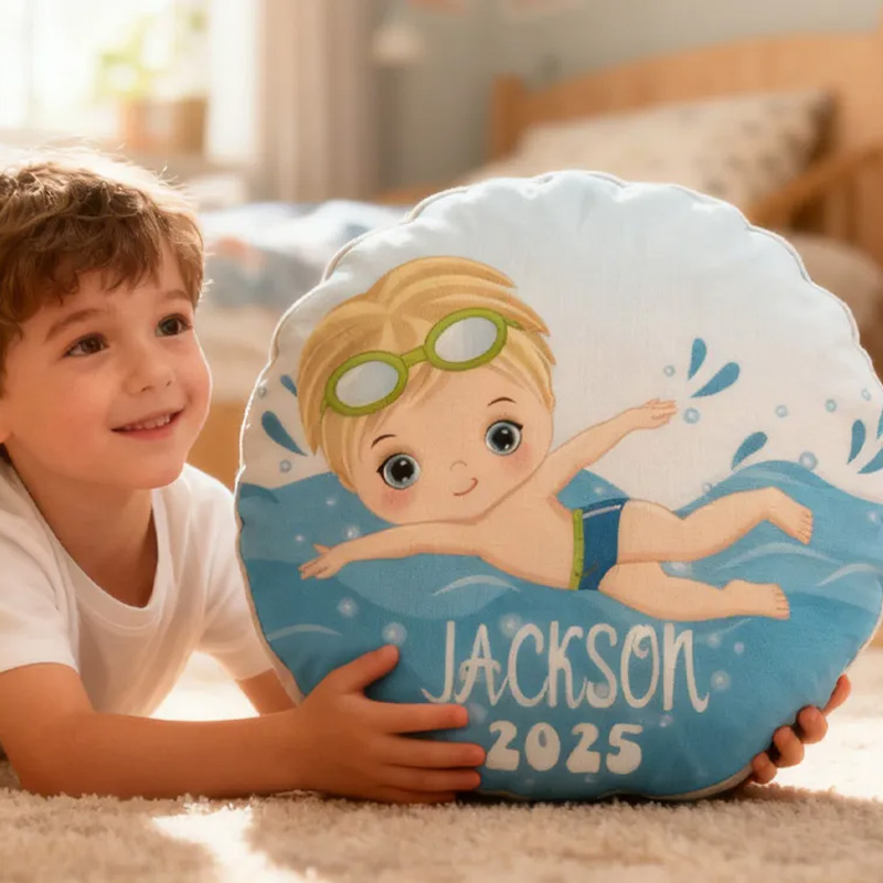 Personalized Boys Swimming Pillow Throw Pillow Graphic 3D Print Swimming Fitness Decoration Pillow Exercise Sport Pillow Female Swimmer Holiday Gift Custom Swim Pool Keepsake for Kids or Teens 