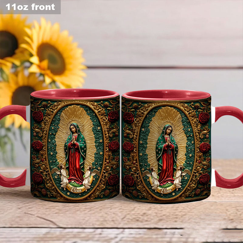 Personalized Our Lady of Guadalupe Ceramic Mug with Name Religious Inspirational Gift Catholic Gift for Women