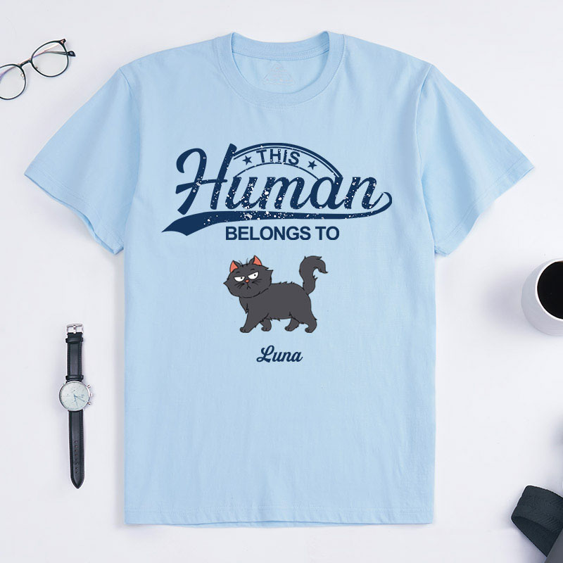 Personalized Cat Lover this Human Belongs to Cat T-Shirt