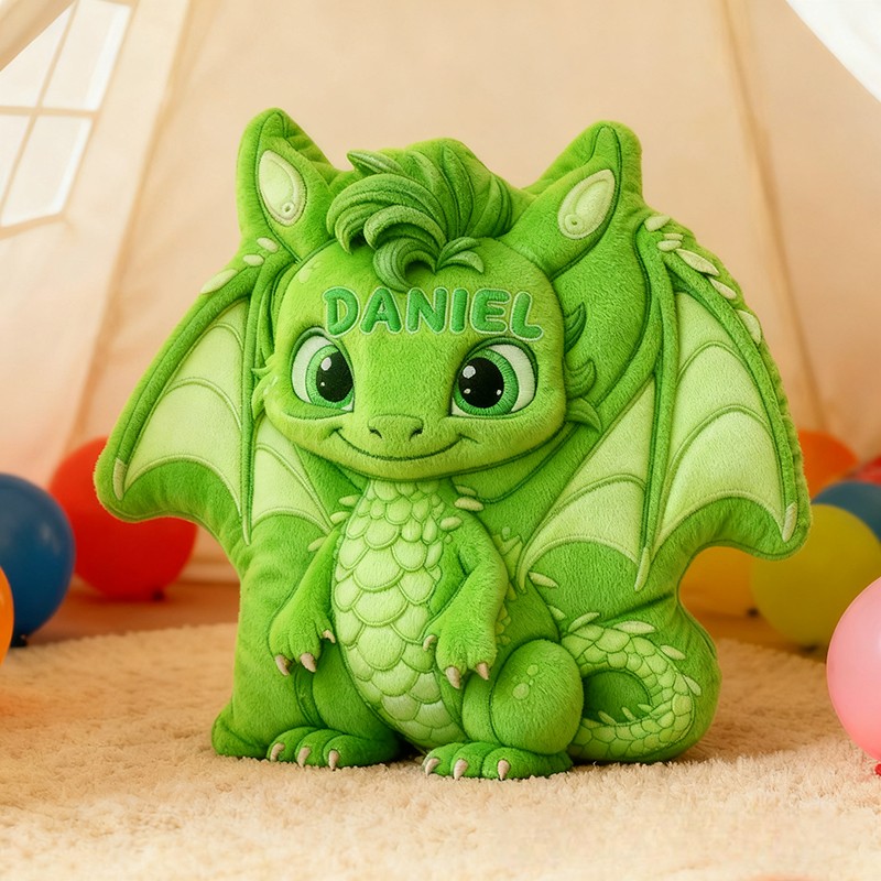 Personalized Cute Little Dinosaur with Name Graphic 3D Print Pillow Christmas Gift for Kids Birthday Gift