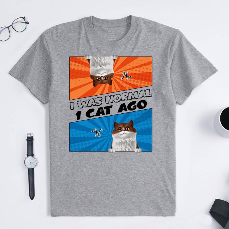 Personalized Cat Lover Comic Style I Was Normal 3 Cats Ago T-Shirt