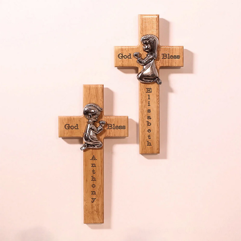 Personalized Wood Blessing Cross with Name Religious Gift Faith Inspired Home Decor Gift First Communion Baptism Gift for Girls and Boys