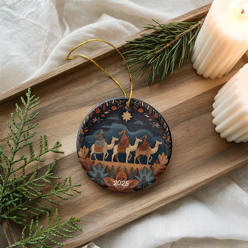 Personalized Three Wise Men Ceramic Ornament with Year Religious Gift Christmas Home Decor Gift Festival Gift