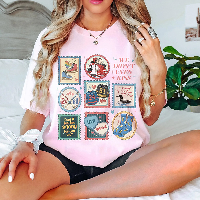 Personalized Hockey Romance Design T-Shirt with Custom Hockey Rivals Couple Shirts, Movie Book Fans Gift