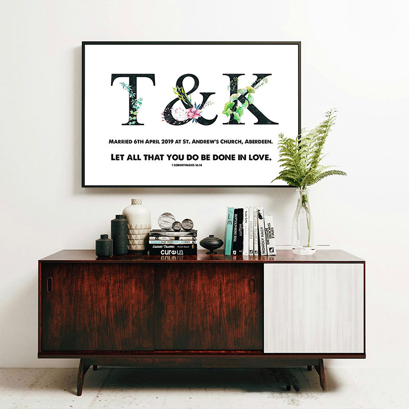 Personalized Let all that you do be Done in Love with Text Frameless Poster with Name Wedding Wall Decor Religious Gift for Couple