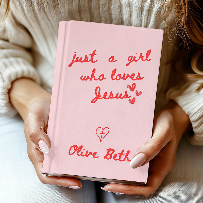 Personalized Just a Girl who Loves Jesus A5 Prayer Journal Notebook with Name and Text Gift for Christian Religious Gift for Girls